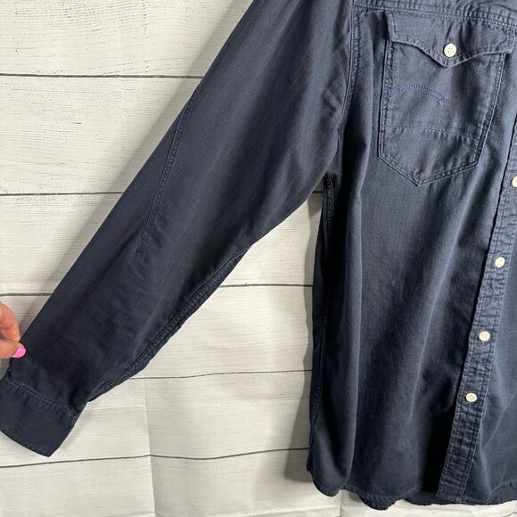 G Star Raw Mens Size Medium Arc 3D Long Sleeve Shirt Western Style Blue Chambray - Picture 7 of 12